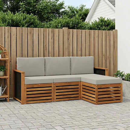 Utomhussoffset 4 pcs Naturlig och ljusgrå