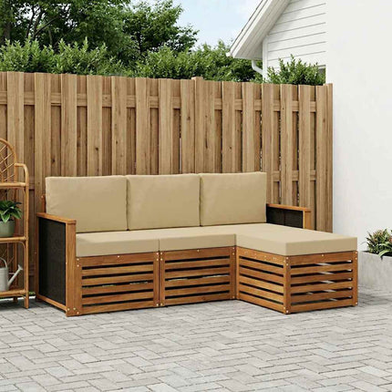 Utomhussoffset med kudde 4 pcs Naturlig och Beige