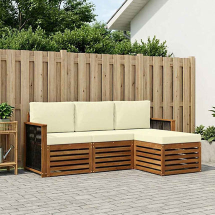 Utomhussoffset med kudde 4 pcs Naturlig och Grädde