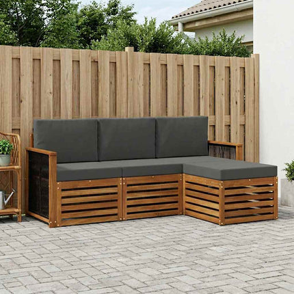 Utomhussoffset med kudde 4 pcs Naturlig och Antracit