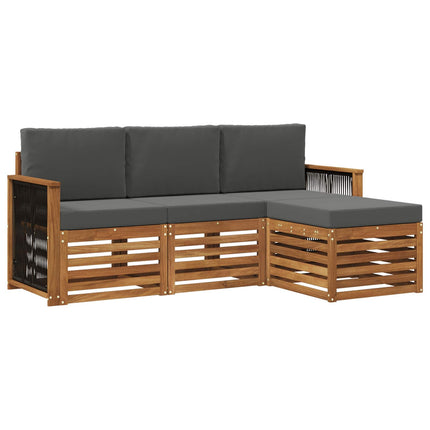 Utomhussoffset med kudde 4 pcs Naturlig och Antracit
