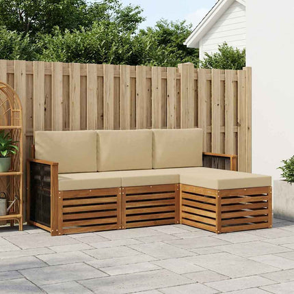Utomhussoffset med kudde 4 pcs Naturlig och Beige