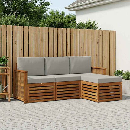 Utomhussoffset med kudde 4 pcs Naturlig och ljusgrå
