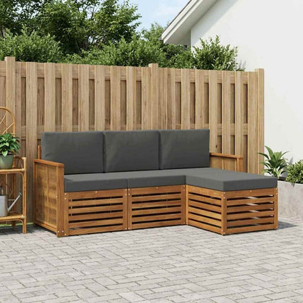 Utomhussoffset med kudde 4 pcs Naturlig och Antracit