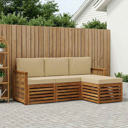 Utomhussoffset med kudde 4 pcs Naturlig och Beige