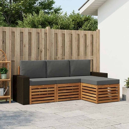 Utomhussoffset med kudde 4 pcs Naturlig och Antracit