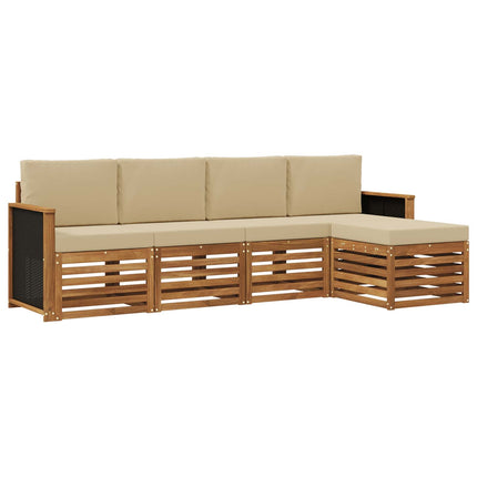 Utomhussoffset med kudde 5 pcs Naturlig och Beige