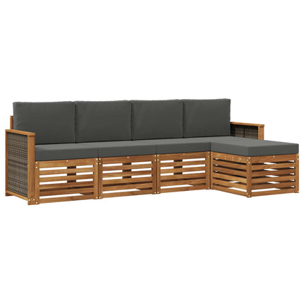 Utomhussoffset med kudde 5 pcs Naturlig och Antracit