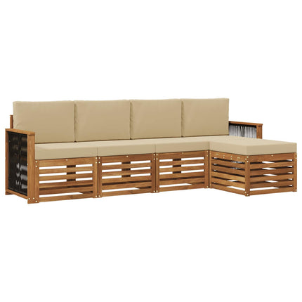 Utomhussoffset med kudde 5 pcs Naturlig och Beige