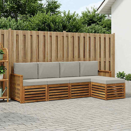 Utomhussoffset med kudde 5 pcs Naturlig och ljusgrå