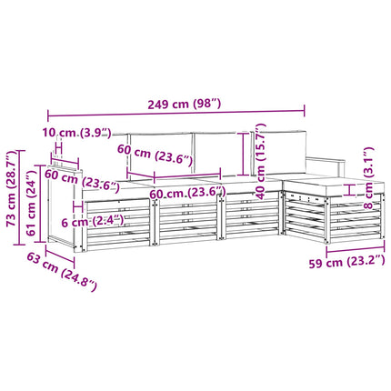 Utomhussoffset med kudde 5 pcs Naturlig och ljusgrå