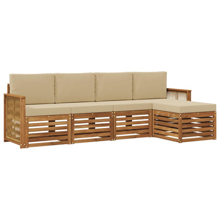 Utomhussoffset med kudde 5 pcs Naturlig och Beige
