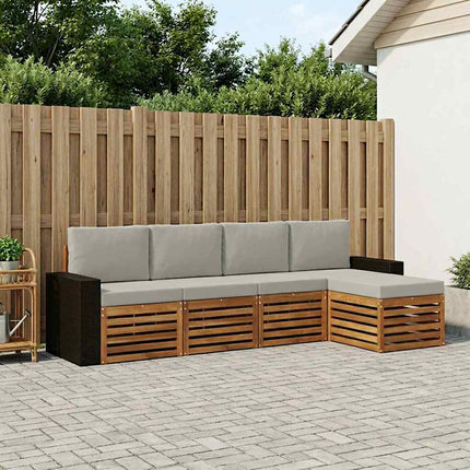 Utomhussoffset med kudde 5 pcs Naturlig och ljusgrå
