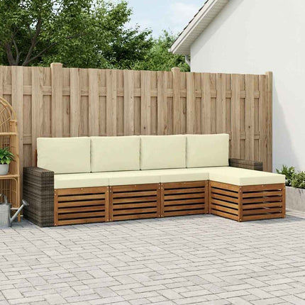 Utomhussoffset med kudde 5 pcs Naturlig och Grädde