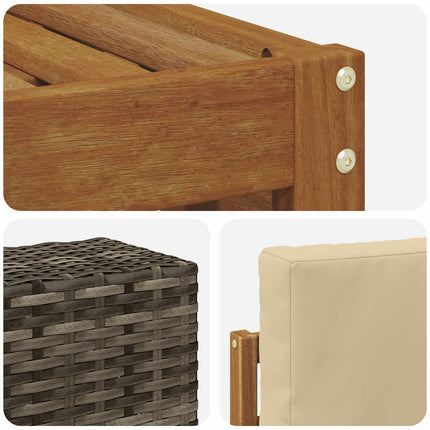 Utomhussoffset med kudde 5 pcs Naturlig och Beige