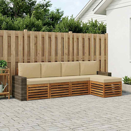 Utomhussoffset med kudde 5 pcs Naturlig och Beige