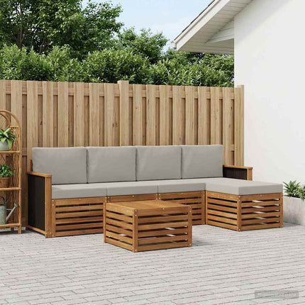 Utomhussoffset med kudde 6 pcs Naturlig och ljusgrå