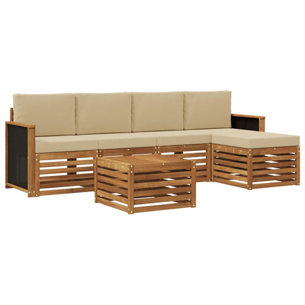 Utomhussoffset med kudde 6 pcs Naturlig och Beige