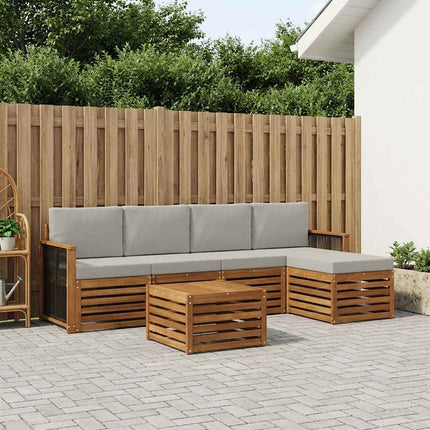 Utomhussoffset med kudde 6 pcs Naturlig och ljusgrå