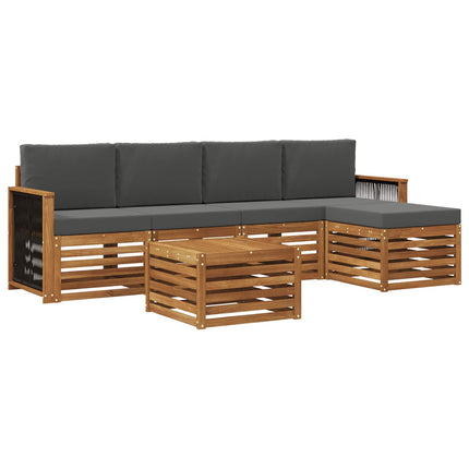 Utomhussoffset med kudde 6 pcs Naturlig och Antracit