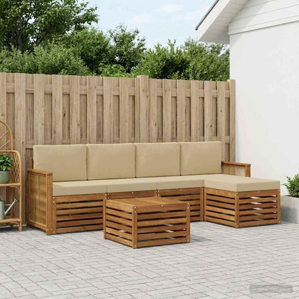 Utomhussoffset med kudde 6 pcs Naturlig och Beige