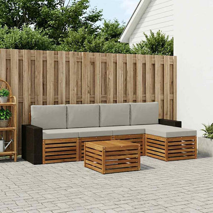 Utomhussoffset med kudde 6 pcs Naturlig och ljusgrå
