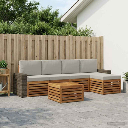 Utomhussoffset med kudde 6 pcs Naturlig och ljusgrå