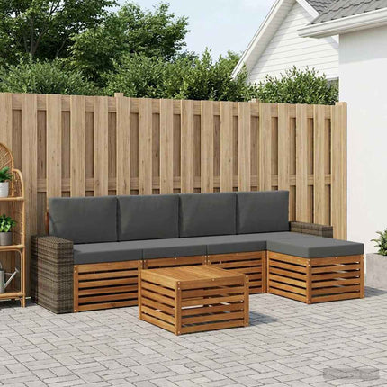 Utomhussoffset 6 pcs Naturlig och Antracit