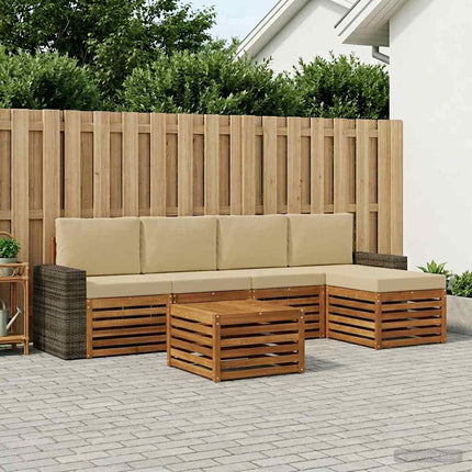 Utomhussoffset med kudde 6 pcs Naturlig och Beige