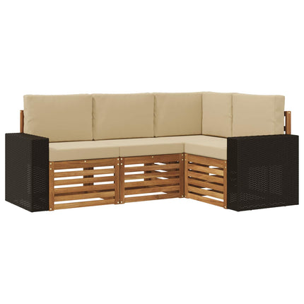 Soffgrupper med kudde 4 pcs Massivt Akaciaträ