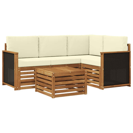 Utomhussoffset 5 pcs Naturlig och Grädde 59 x 59 x 37 cm