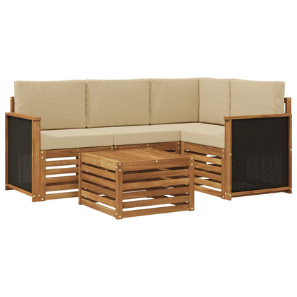 Utomhussoffset 5 st Naturlig och Beige Polyester