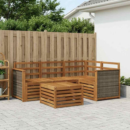 Utomhussoffset 5 pcs Naturlig 59 x 59 x 37 cm Polyester