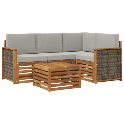 Utomhussoffset 5 pcs Naturlig och ljusgrå 59 x 59 x 37 cm