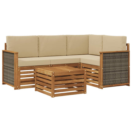 Utomhussoffset 5 st Naturlig och Beige Polyester