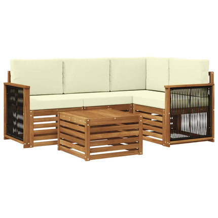 Utomhussoffset 5 pcs Naturlig och Grädde 59 x 59 x 37 cm