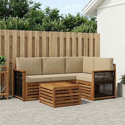 Utomhussoffset 5 pcs Naturlig och Beige 59 x 59 x 37 cm