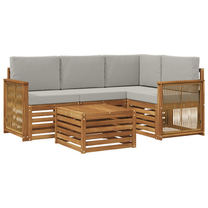 Utomhussoffset 5 pcs Naturlig och ljusgrå 59 x 59 x 37 cm