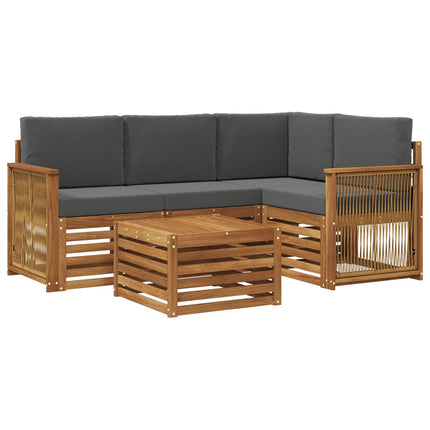 Utomhussoffset 5 pcs Naturlig och Antracit 59 x 59 x 37 cm