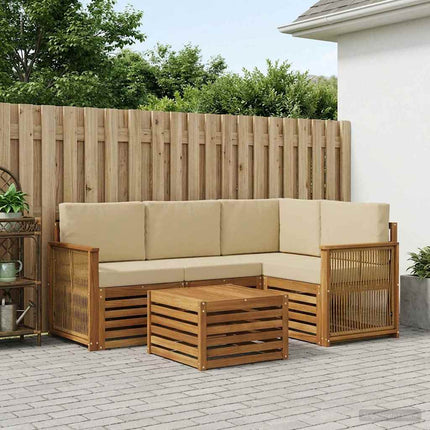 Utomhussoffset 5 st Naturlig och Beige Polyester