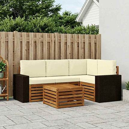 Utomhussoffset 5 pcs Naturlig och Grädde 59 x 59 x 37 cm
