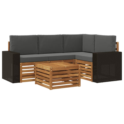 Utomhussoffset 5 pcs Naturlig och Antracit 59 x 59 x 37 cm