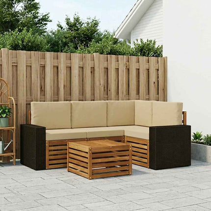Utomhussoffset 5 pcs Naturlig och Beige 59 x 59 x 37 cm