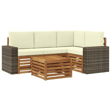 Utomhussoffset 5 pcs Naturlig och Grädde 59 x 59 x 37 cm