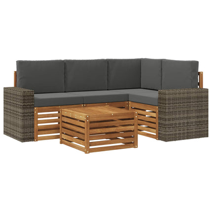 Utomhussoffset 5 pcs Naturlig och Antracit 59 x 59 x 37 cm