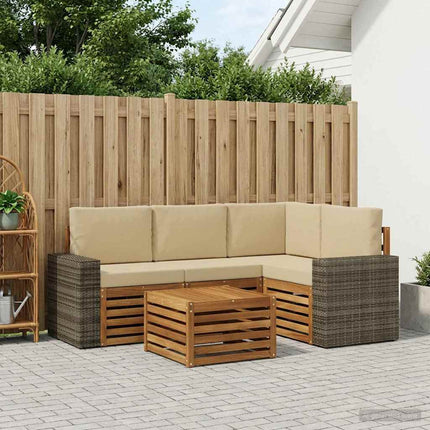 Utomhussoffset 5 st Naturlig och Beige Polyester