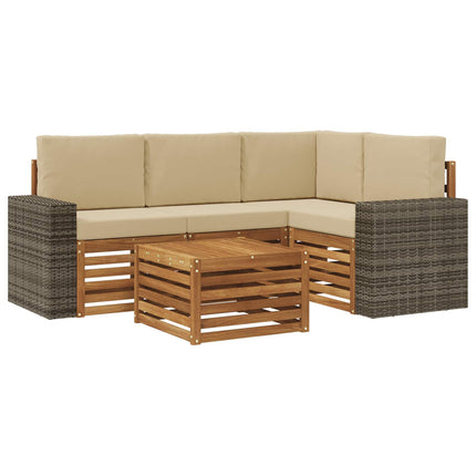 Utomhussoffset 5 pcs Naturlig och Beige 59 x 59 x 37 cm