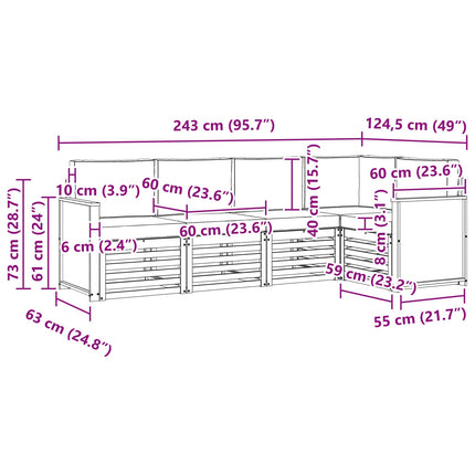 Sektionsoffgrupp med kudde 4 pcs Naturlig och Grädde
