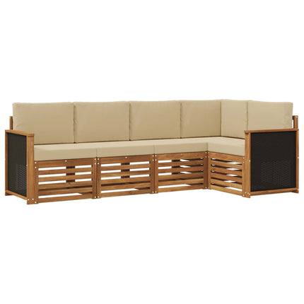 Utomhussoffset 4 st Naturlig Massivt akaciaträ och polyester
