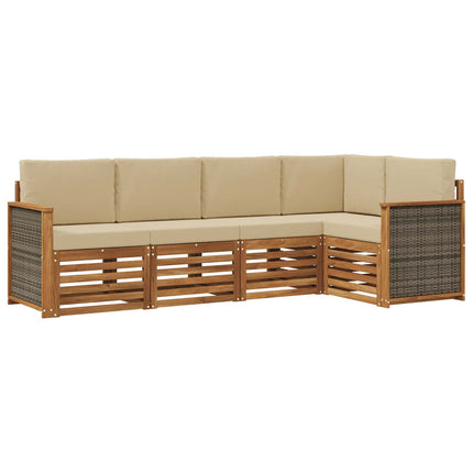 Utomhussoffset 4 st Naturlig Massivt akaciaträ och polyester